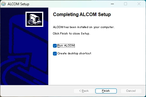 ALCOM Setupの完了画面